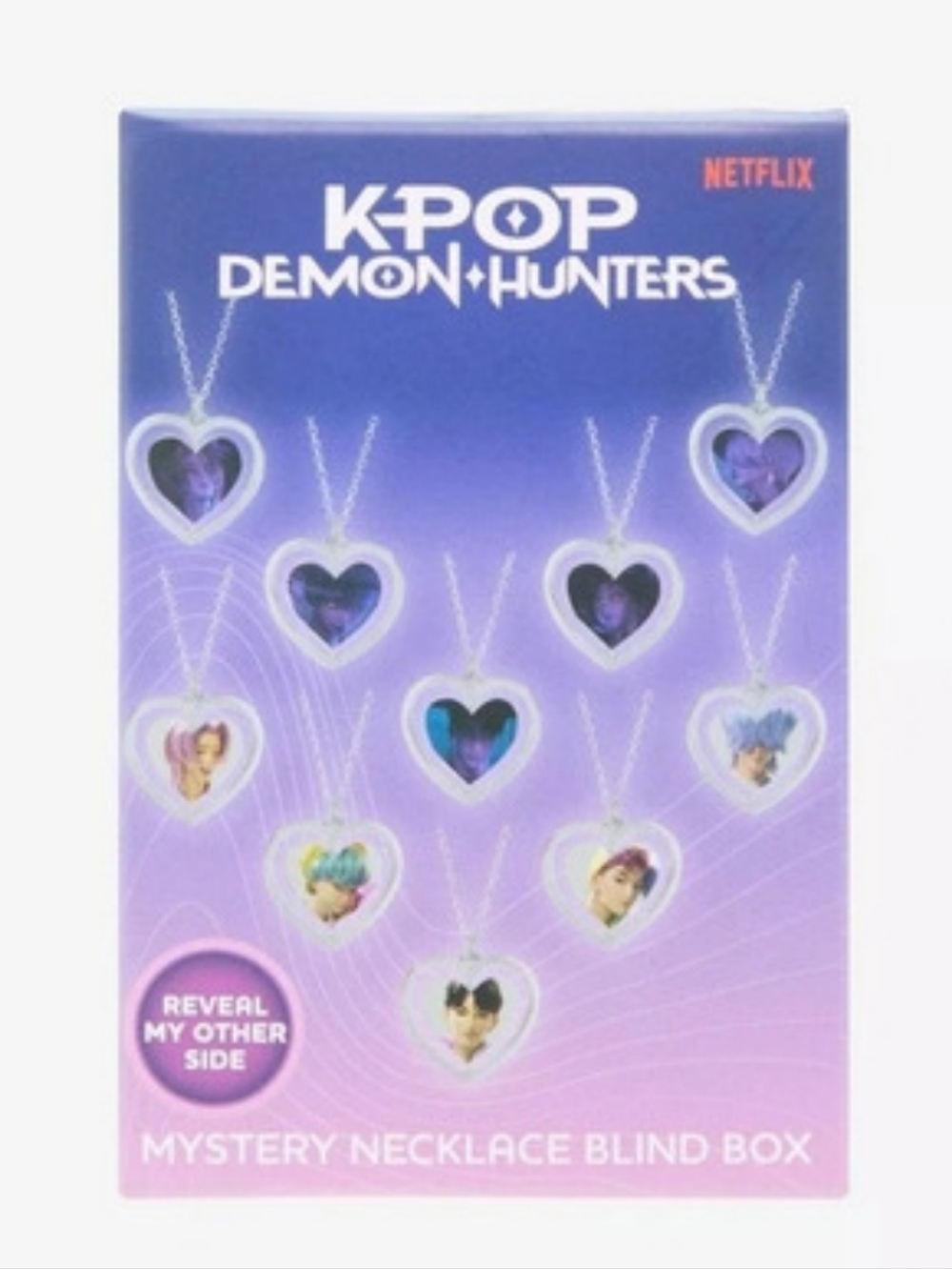 KPop Demon Hunters Saja Boys Heart Double Sided Blind Box Necklace